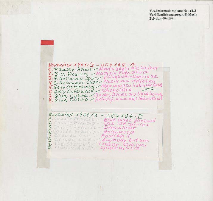 Albumcover Polydor Informationsplatte - 1961/11  November III (13.11.1961)