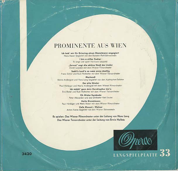 Albumcover Wiener Lieder - Prominente aus Wien (25 cm)
