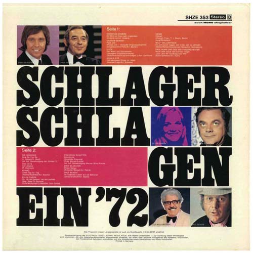 Albumcover Hör Zu Sampler - Schlager schlagen ein 72