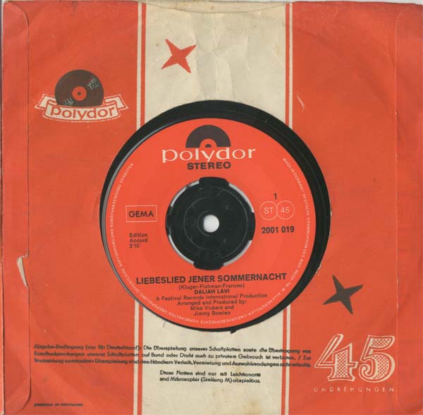 Albumcover Daliah Lavi - Liebeslied jener Sommernacht / Best To Forget (Engl.)
