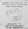 Cover: Trio - Da da da I don´t love you You don´t love me aha aha aha (englisch/deutsch)/Sabine Sabine Sabine (deutsch)