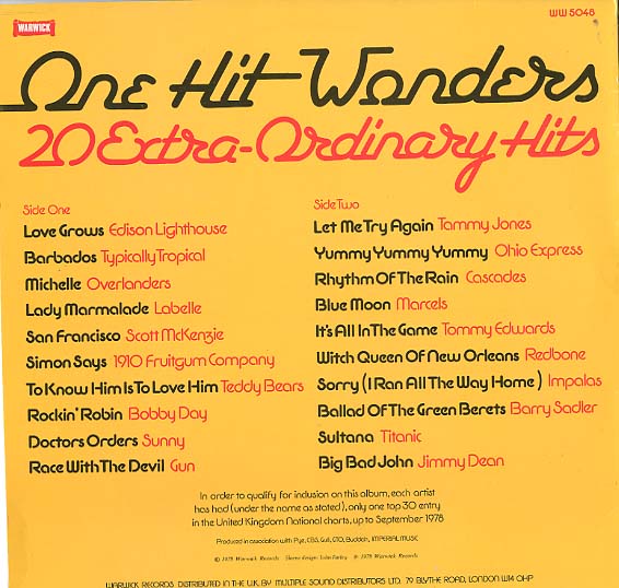 Albumcover Various Artists of the 60s - One Hit Wonders - 20 Extra-ordinary Hits