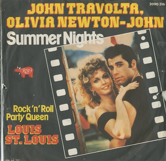 Albumcover Grease - Summer Nights (John Travolta + Olivia Newton-John) / Rock´n´Roll Party Queen (Louis St. Louis)