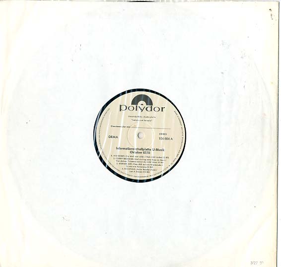 Albumcover Polydor Informationsplatte - Informationsplatte U-Musik Oktober 67/II