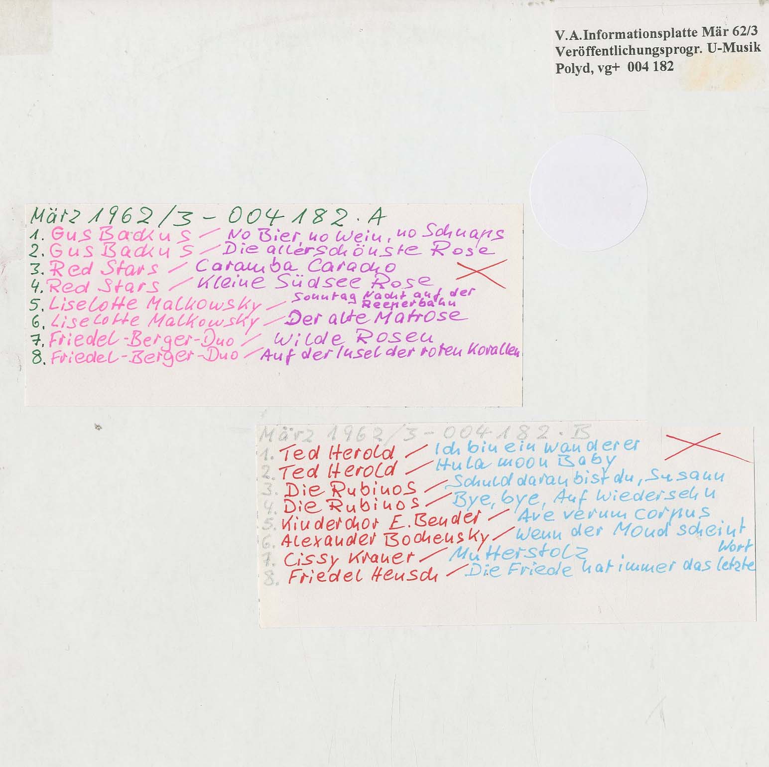 Albumcover Polydor Informationsplatte - 1962/2 Februar III (12.2.1962)