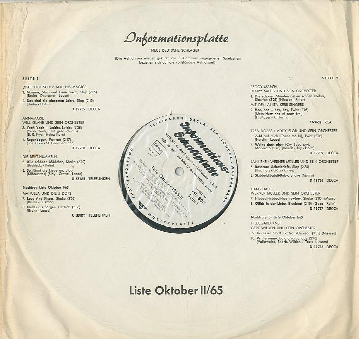 Albumcover TELDEC Informations-Schallplatte - 1965/10 Informationsschallplatte Liste Oktober II/65