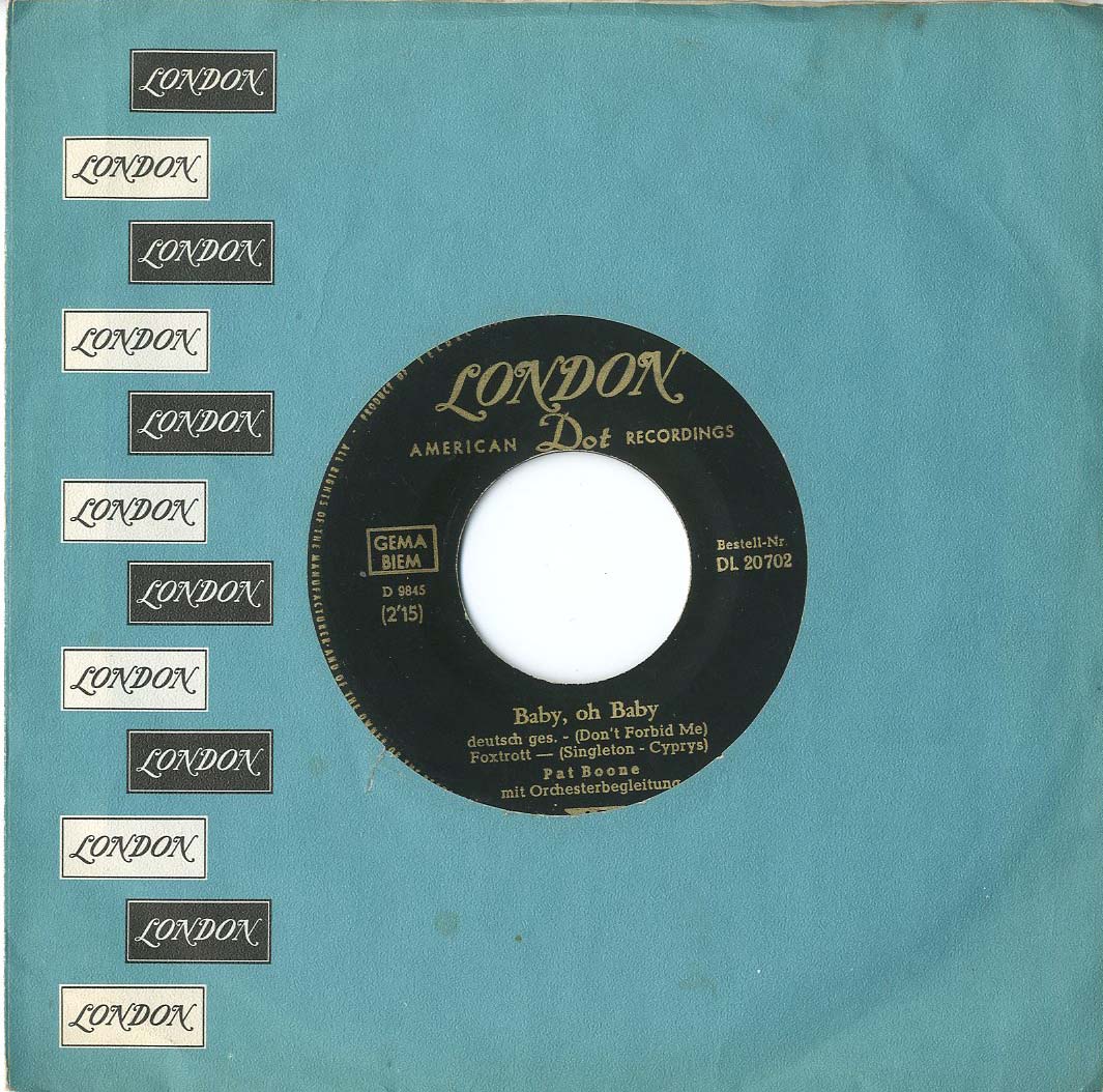 Albumcover Pat Boone - Komm zu mir wenn du einsam bist (Love Letters in the Sand) / Baby oh Baby (Dont Forbid Me)