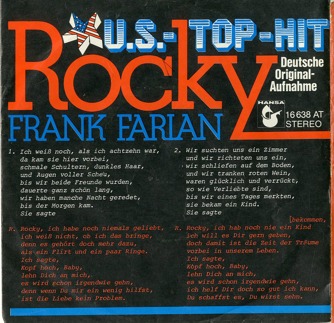 Albumcover Frank Farian - Rocky / Am Samstagabend