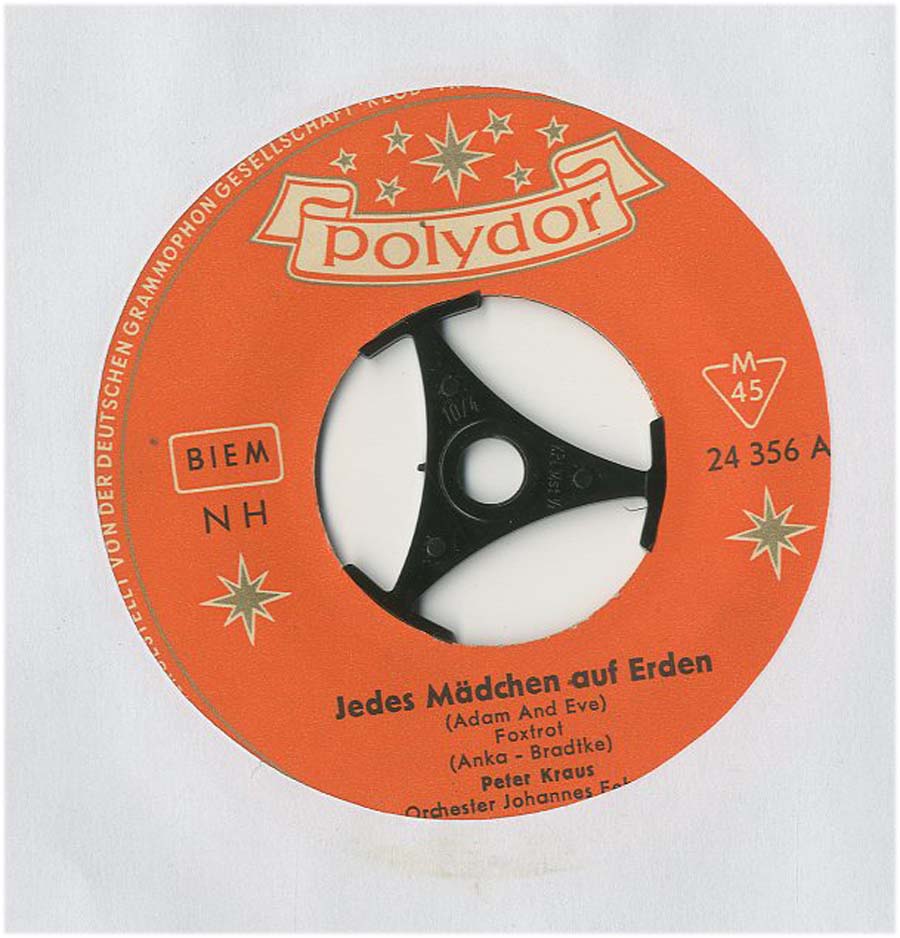 Albumcover Peter Kraus - Jedes Mädchen auf Erden (Adam and Eve)/Von Paris bis Hawaii