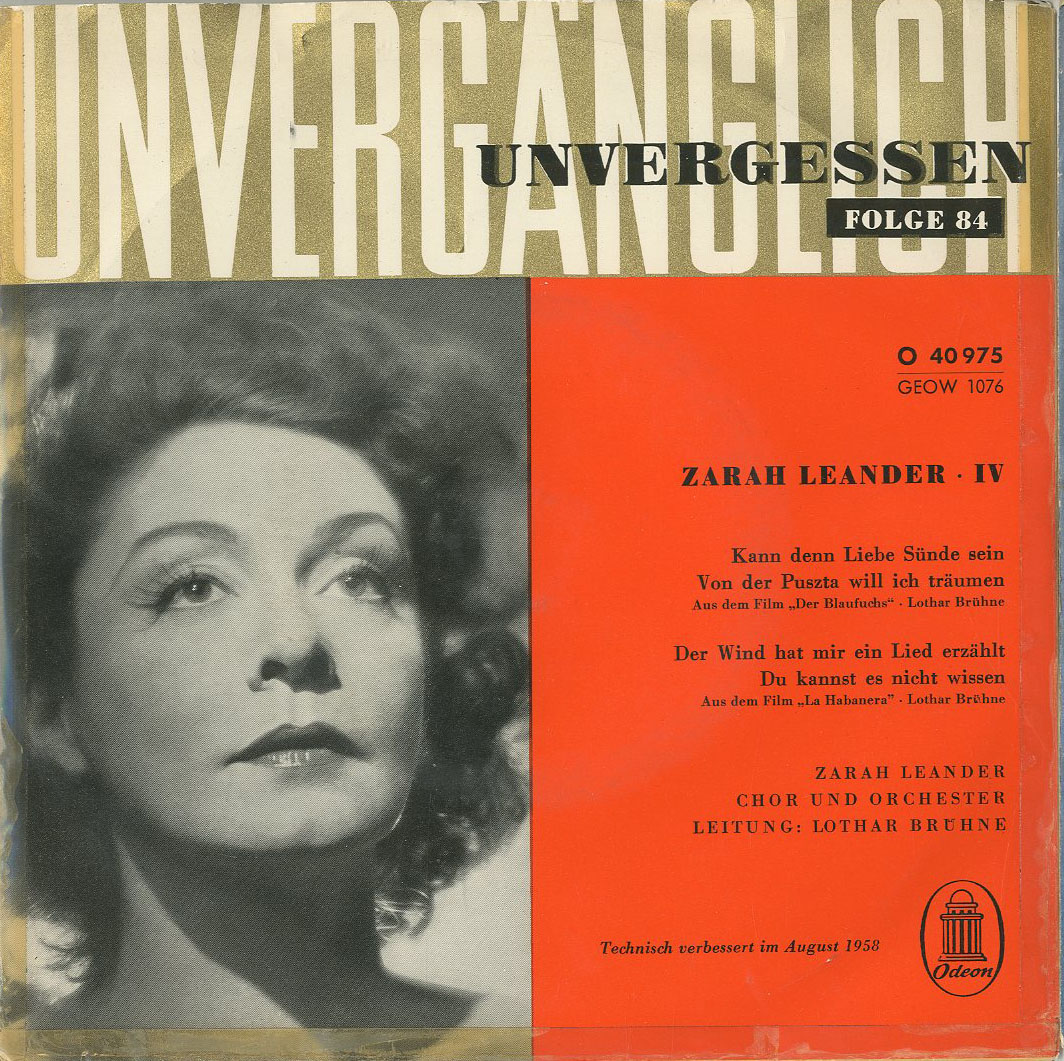 Albumcover Zarah Leander - Unvergessen, Folge 84