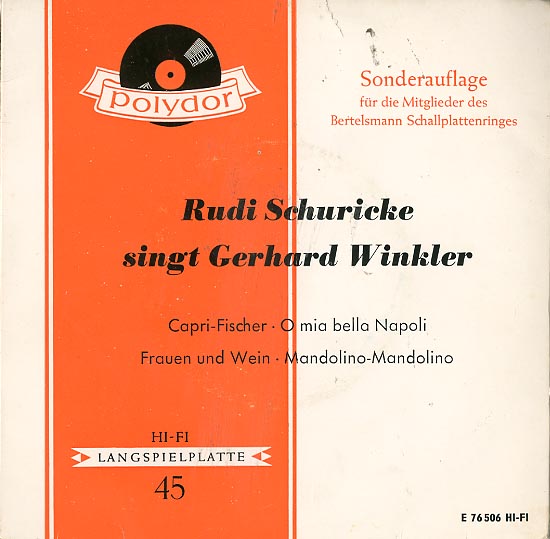 Albumcover Rudi Schuricke - Rudi Schuricke singt Gerhard Winkler