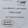 Cover: Berlin, Lilli Berlin + Zeltinger - True Love  (rein deutsche Version)