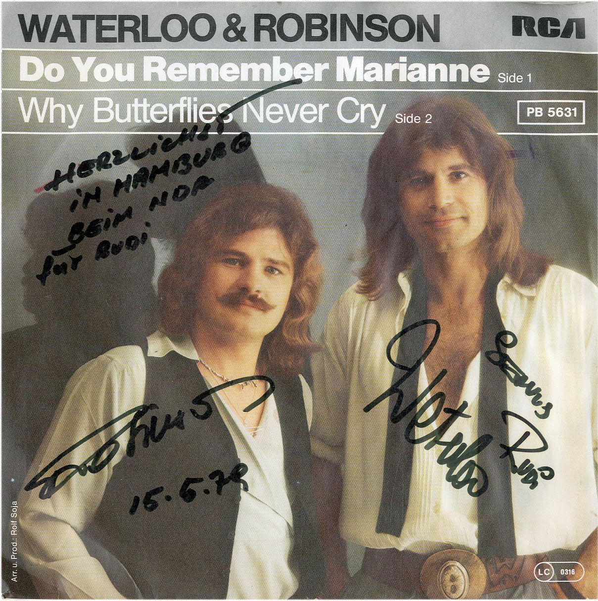 Albumcover Waterloo & Robinson - Why Butterflies Never Cry / Do You Remember Marianne
