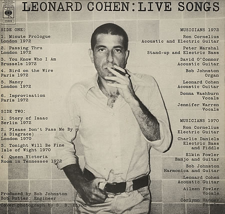 Albumcover Leonard Cohen - Live songs