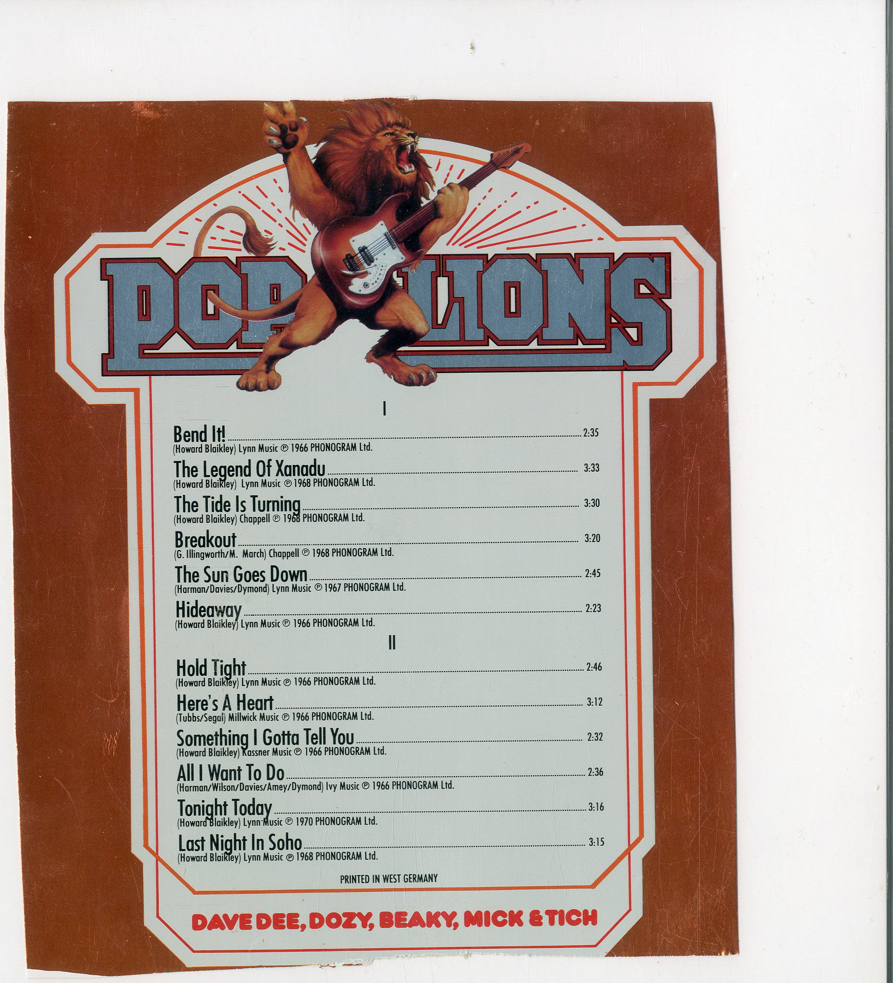 Albumcover Dave Dee, Dozy, Beaky, Mick & Tich - Bend It (Pop Lions)