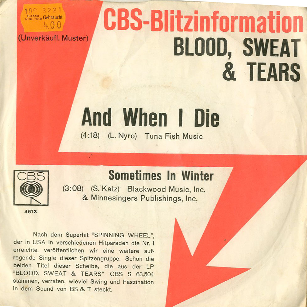 Albumcover Blood Sweat & Tears - And When I Die / Sometimes In Winter (Coloured  Vinyl)