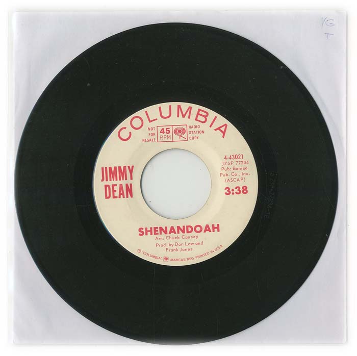 Albumcover Jimmy Dean - Shenandoah / Wait for The Wagon (Promo)