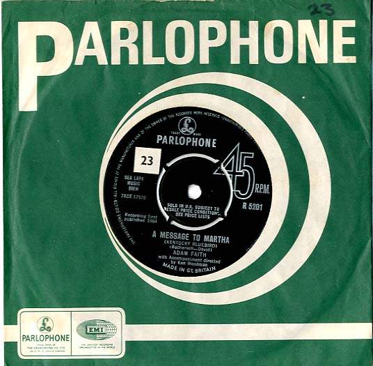 Albumcover Adam Faith - A Message to Martha / It Sounds Good To Me