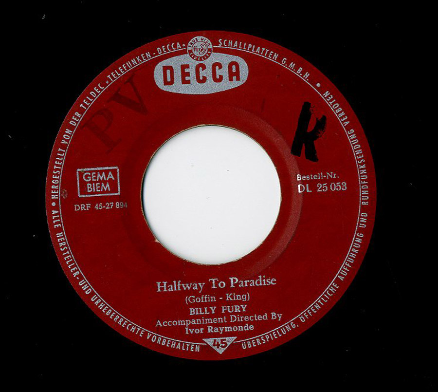 Albumcover Billy Fury - Halfway To Paradise / Cross My Heart