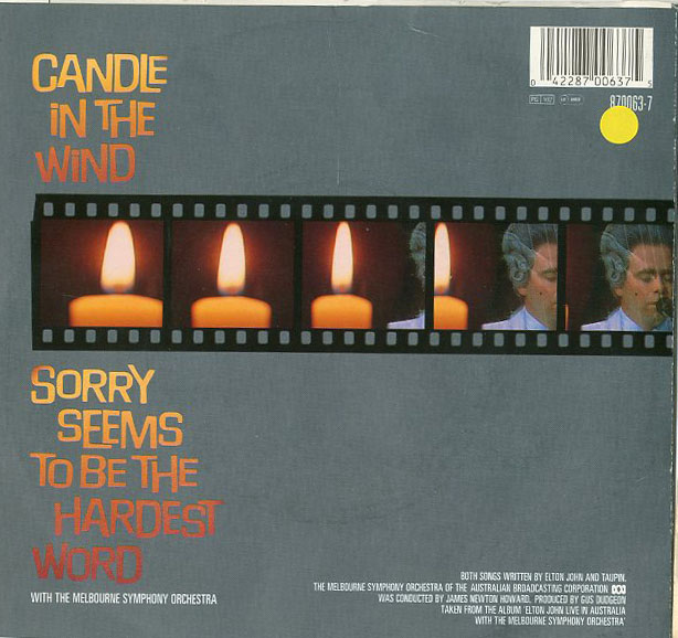 Albumcover Elton John - Candle In The Wind (Monroe-Version) */ Sorry Seems To Be The Hardest Word