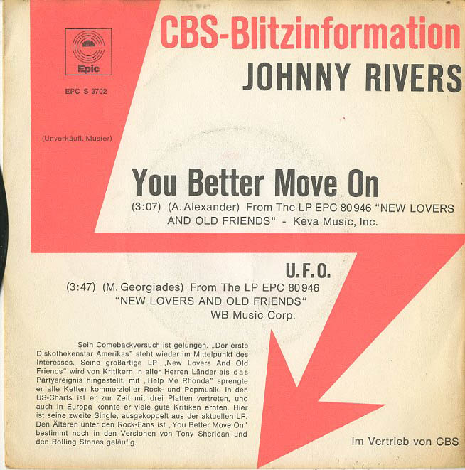 Albumcover Johnny Rivers - You Better Move On / U.F.O. (CBS Blitzinformation)