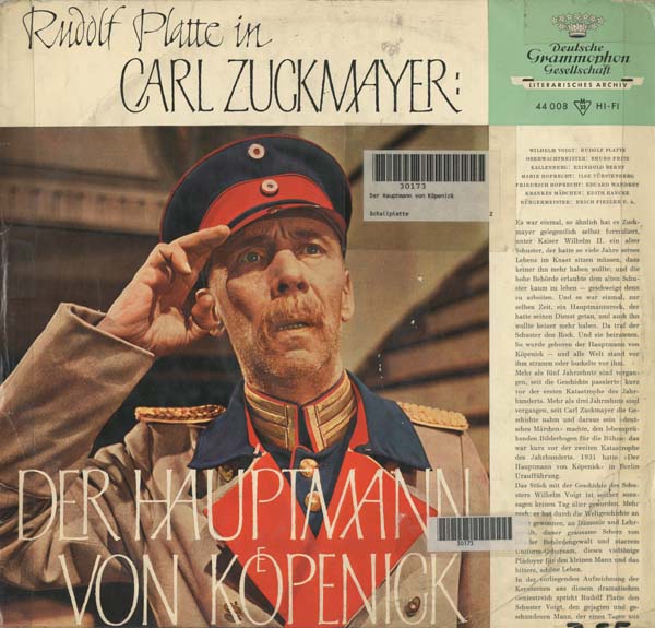 Albumcover Der Hauptmann von Köpenick - Rudolf Platte in Carl Zuckmayers Der Hauptmann von Köpenick